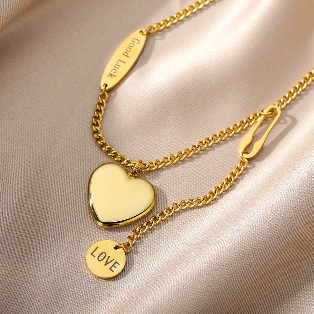 Fashion Jewelry Multilayer Heart Pendant Necklace Gift - Gifts for Them