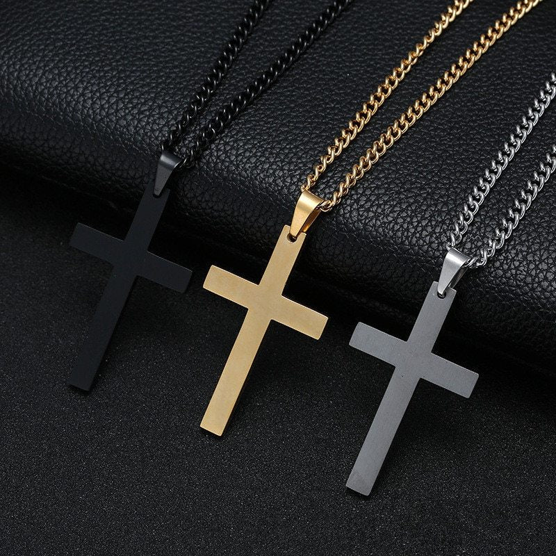 Classic Cross Necklace Men's Pendant Fashion Stainless Steel Jewelry - Gifts for Them
