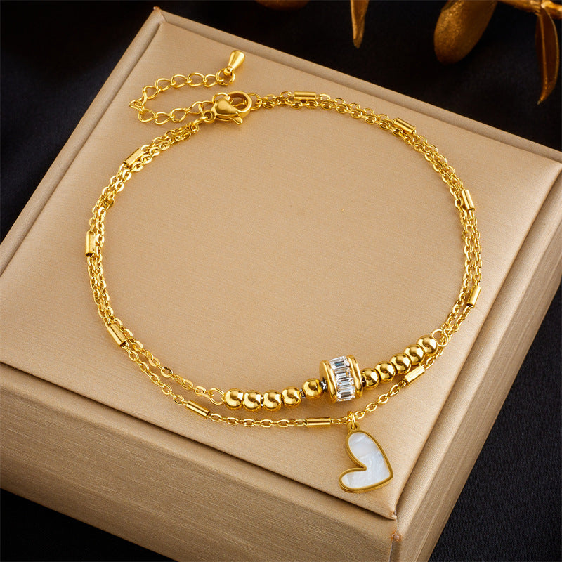 Boho Classic Love Heart Ankle Chain Double Layer Chain - Gifts for Them