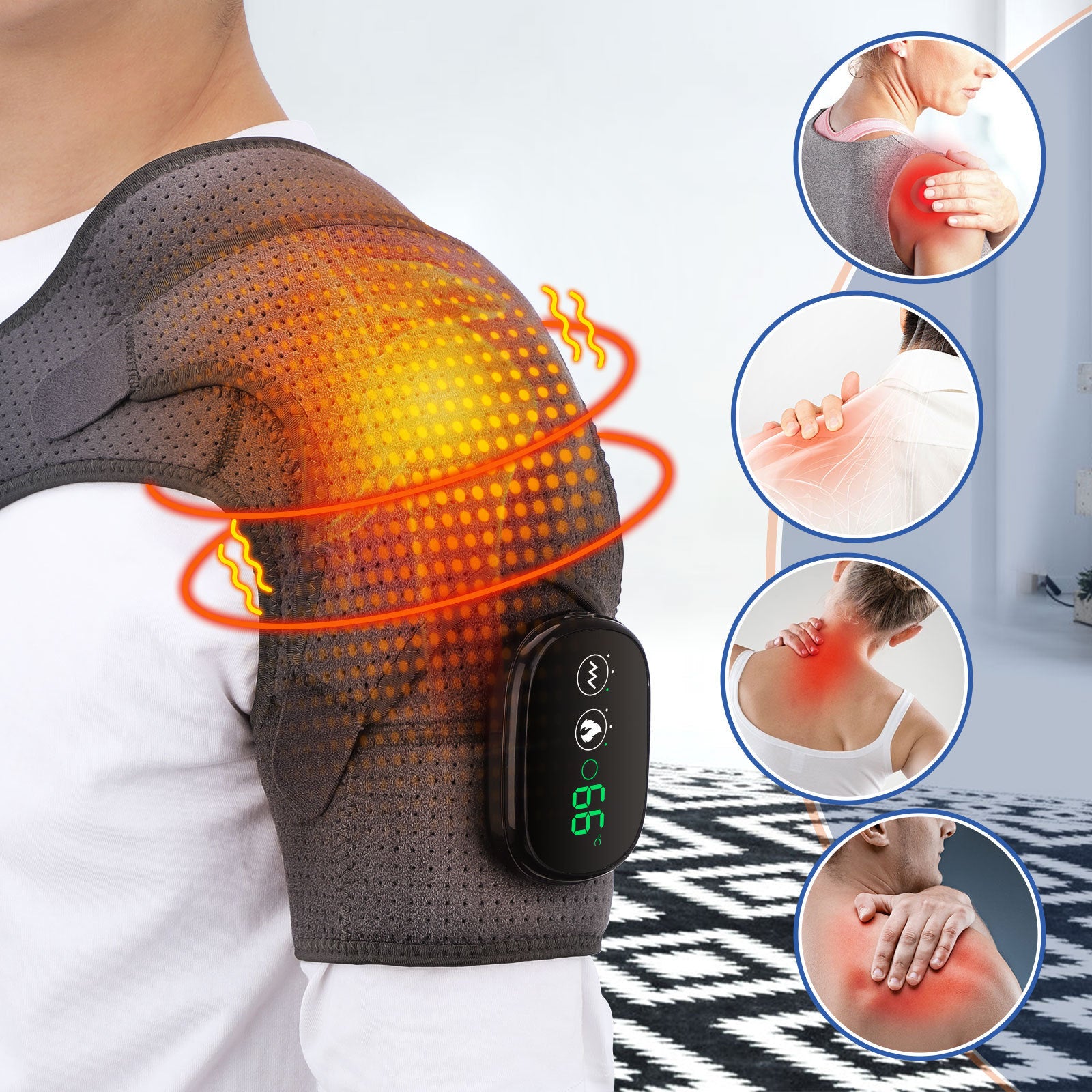 USB Rechargeable Convenient Electric Heating Shoulder Massager - Gifts for Them