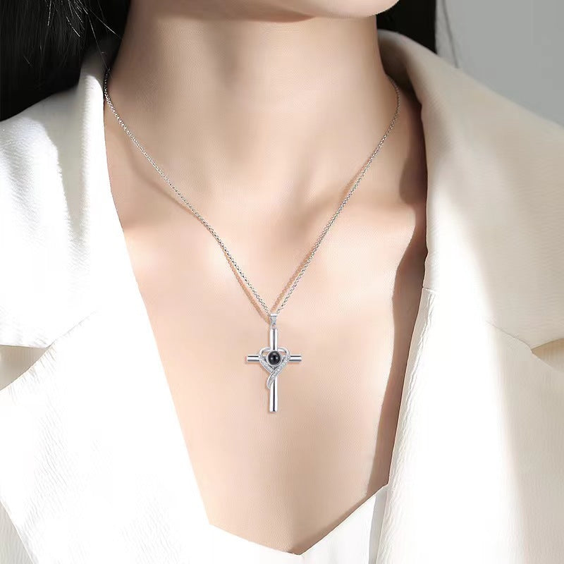 Love Cross Pendant Necklace Memorial Jewelry - Gifts for Them