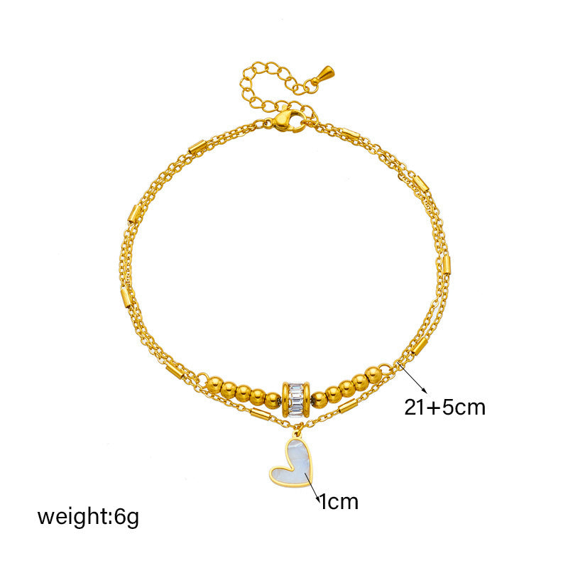 Boho Classic Love Heart Ankle Chain Double Layer Chain - Gifts for Them