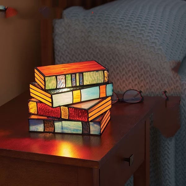 Stacked Books Lamp Nightstand - Gifts for Them