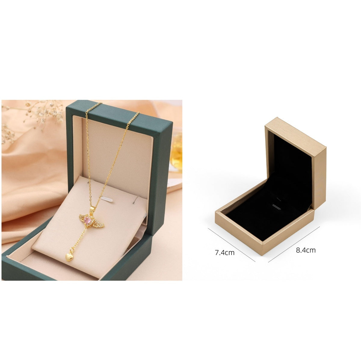 Moving Cupid Heart Angel Wings Tassel Necklace With Crystal Clavicle - Gifts for Them