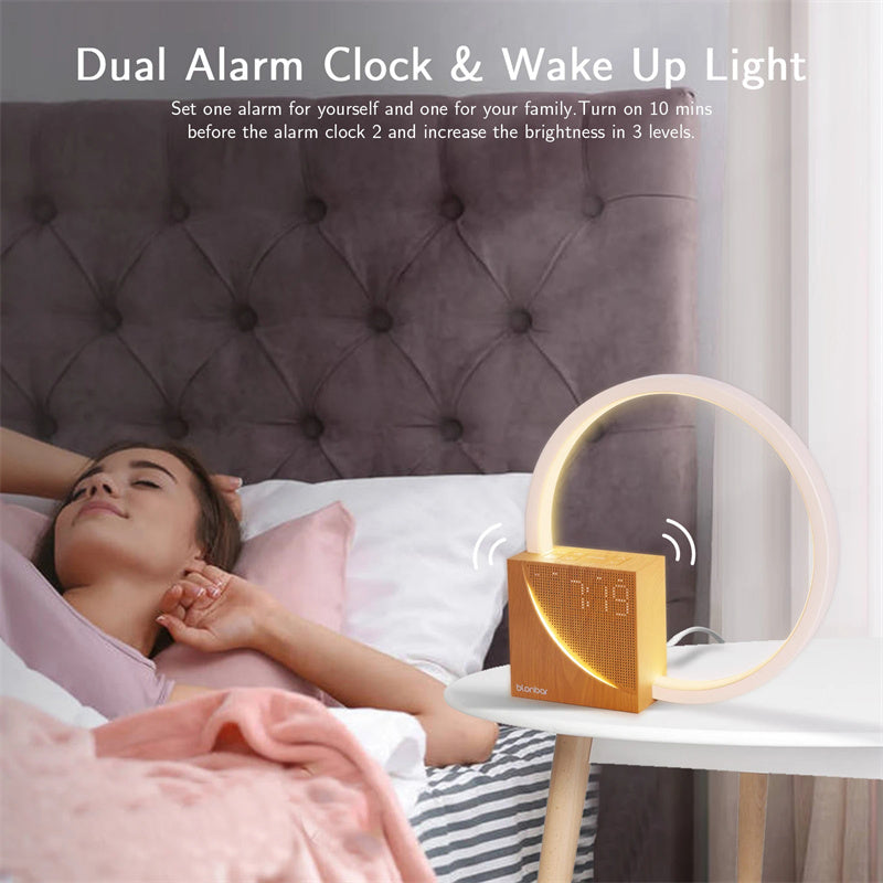 Bedside Lamp Touch Table Lamp With Natural Sounds, Desk Lamp With Alarm Clock - Gifts for Them