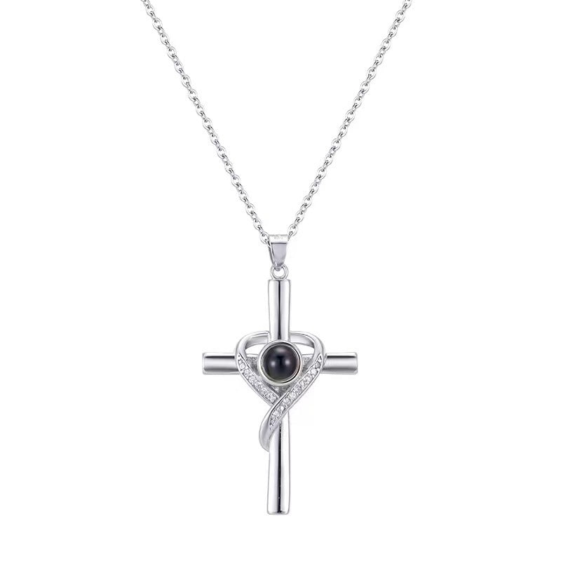 Love Cross Pendant Necklace Memorial Jewelry - Gifts for Them