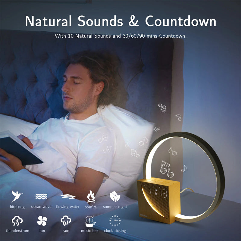 Bedside Lamp Touch Table Lamp With Natural Sounds, Desk Lamp With Alarm Clock - Gifts for Them