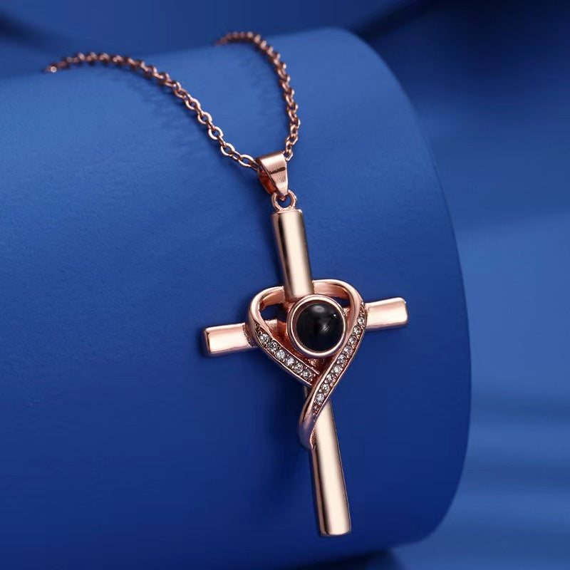 Love Cross Pendant Necklace Memorial Jewelry - Gifts for Them