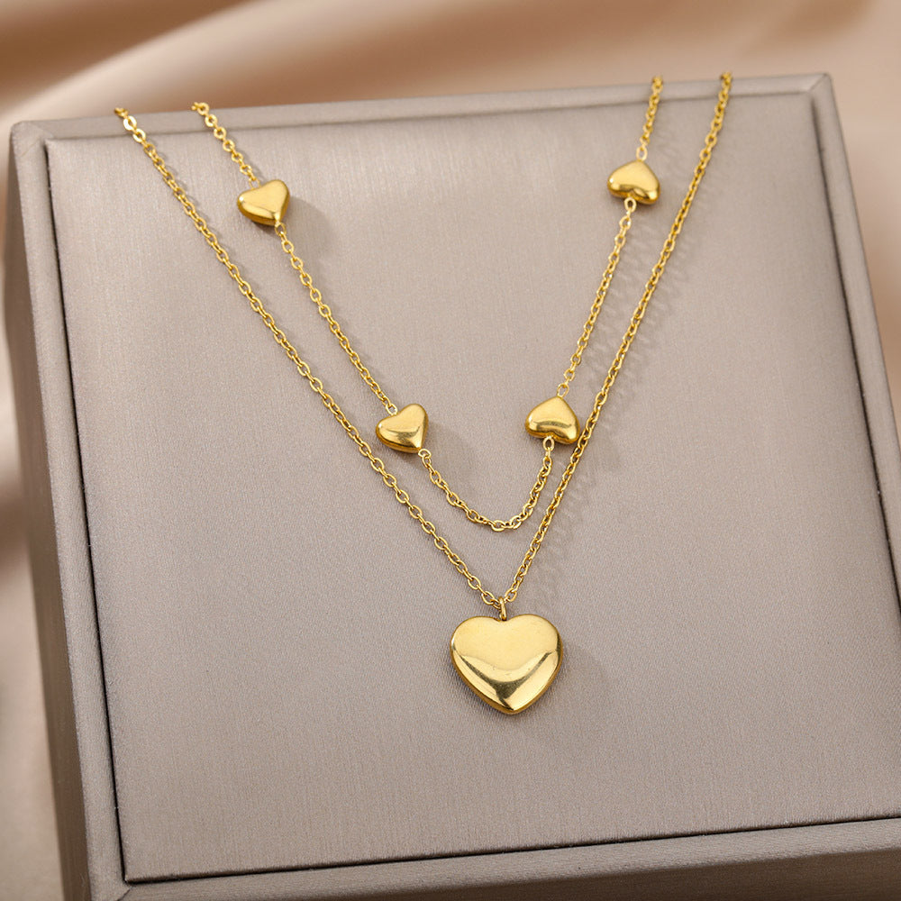 Fashion Jewelry Multilayer Heart Pendant Necklace Gift - Gifts for Them