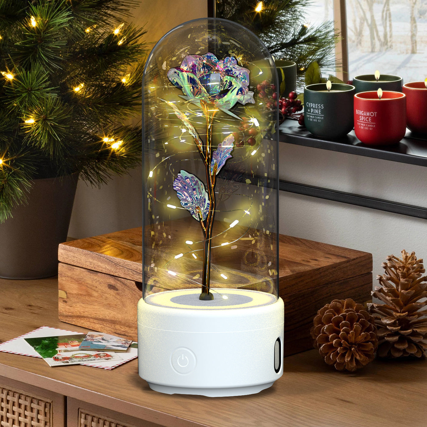 Creative 2 In 1 Rose Flowers LED Light And Bluetooth-compatible Speaker - Gifts for Them