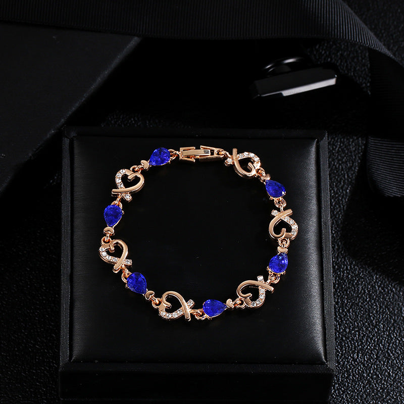 Hollow Love Bracelet With Rhinestones - Gifts for Them