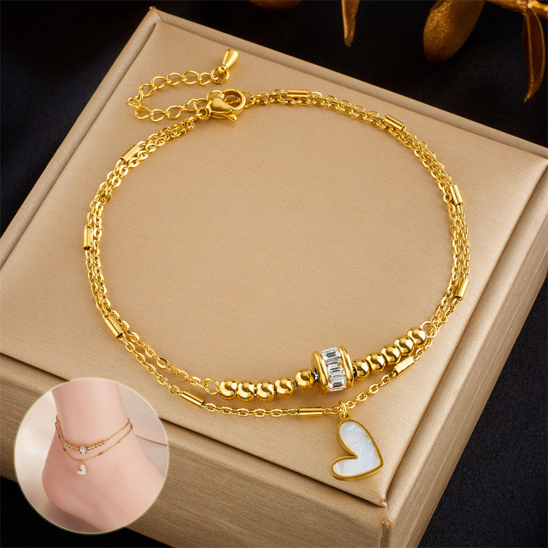 Boho Classic Love Heart Ankle Chain Double Layer Chain - Gifts for Them